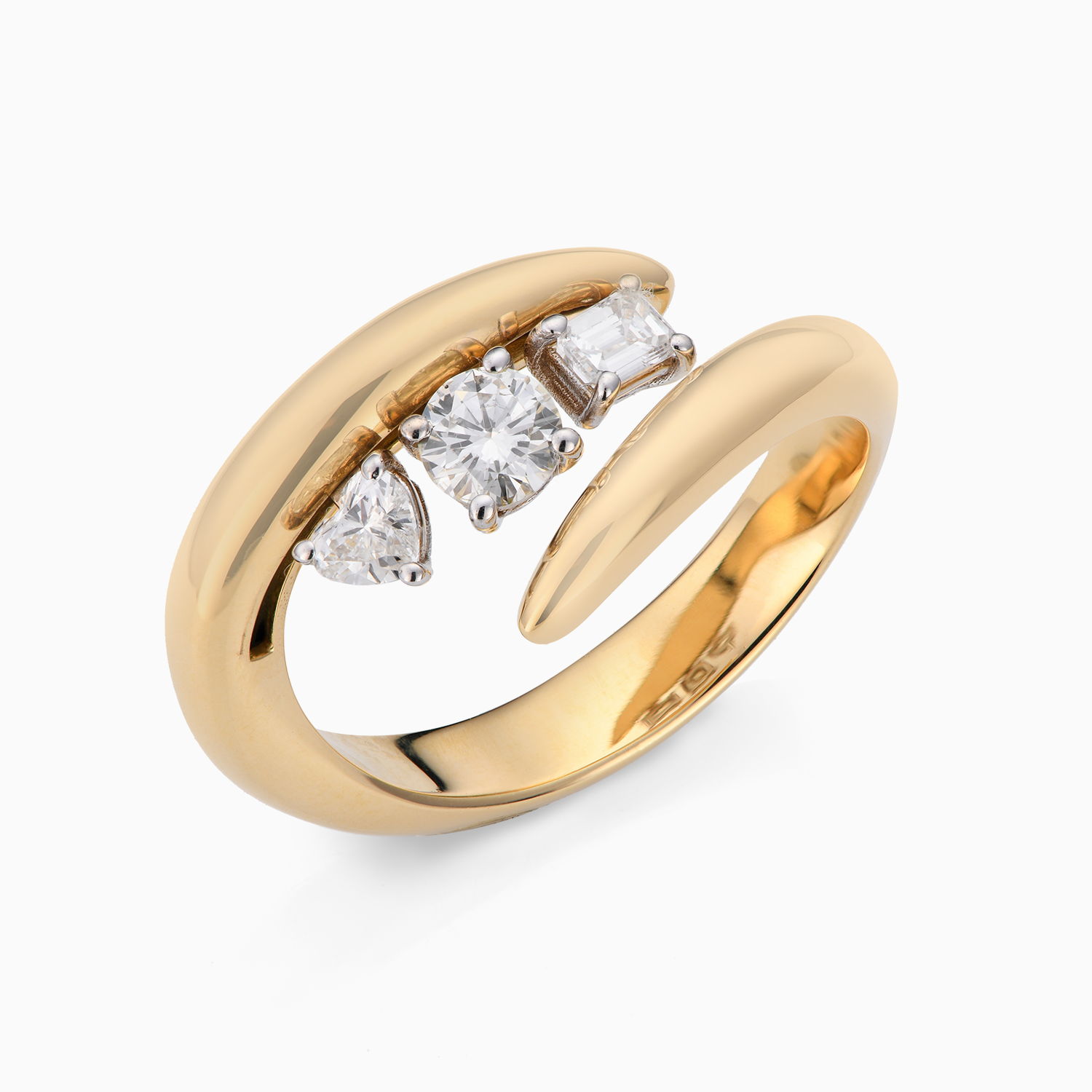 small band fine 18K gold ring for women with emerald stones