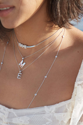 18k white gold joujou necklace diamond joujou necklace  essential bezel necklace