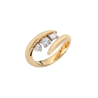 small band fine 18K gold ring for women with emerald stones 