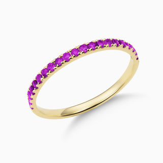 February Amethyst 18kt yellow gold slim birthstone bands