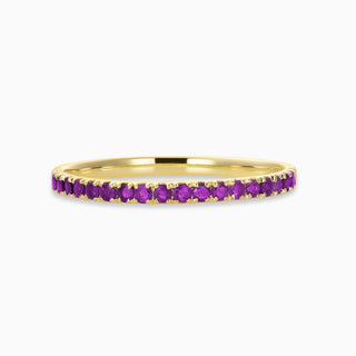 February Amethyst 18kt yellow gold slim birthstone bands