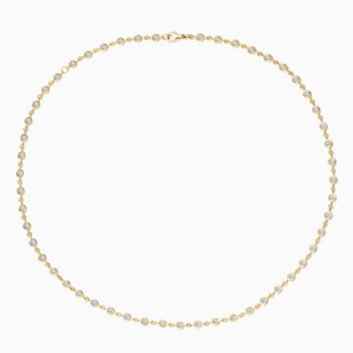 Essential Bezel Tennis Necklace in 18kt yellow gold with diamonds set all the way. 