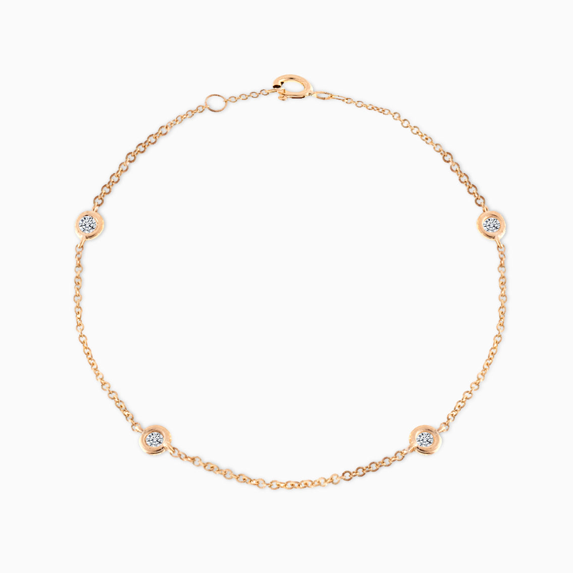 Essential Diamond Bezel Bracelet is made in 18kt yellow gold featuring four diamonds