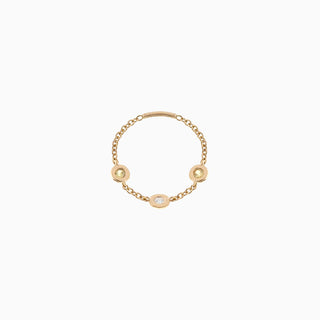 Essential Diamond & Citrine Bezel Ring is in 18kt yellow gold with a diamond and two citrine