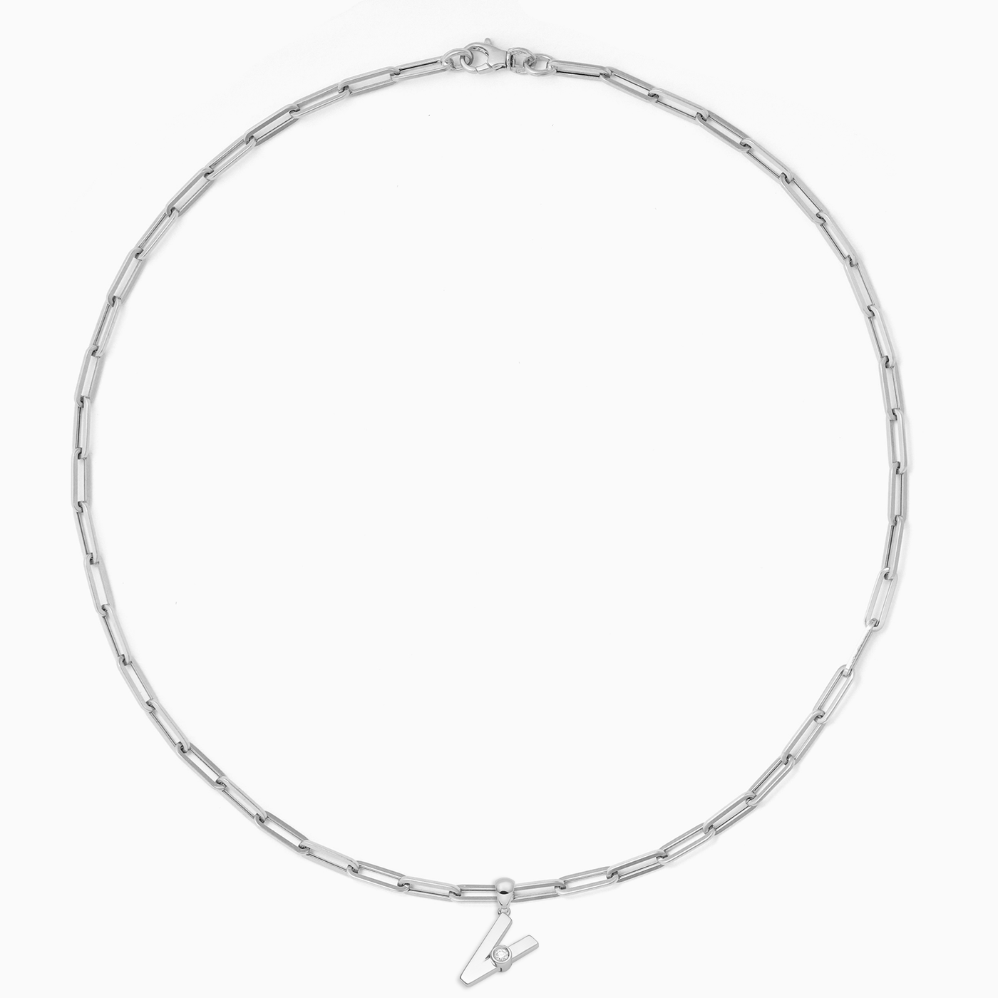 Essential Paperclip chain with 1 Joujou charms in 18kt white gold