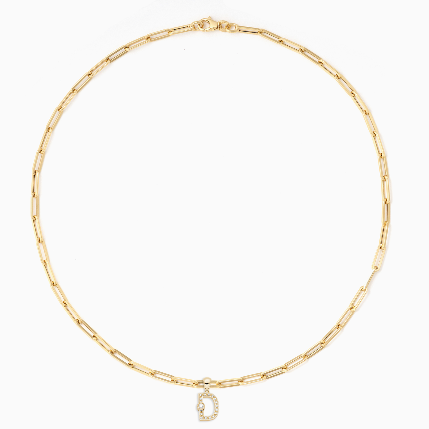 Essential Paperclip chain with 1 diamond Joujou charms in 18kt yellow gold