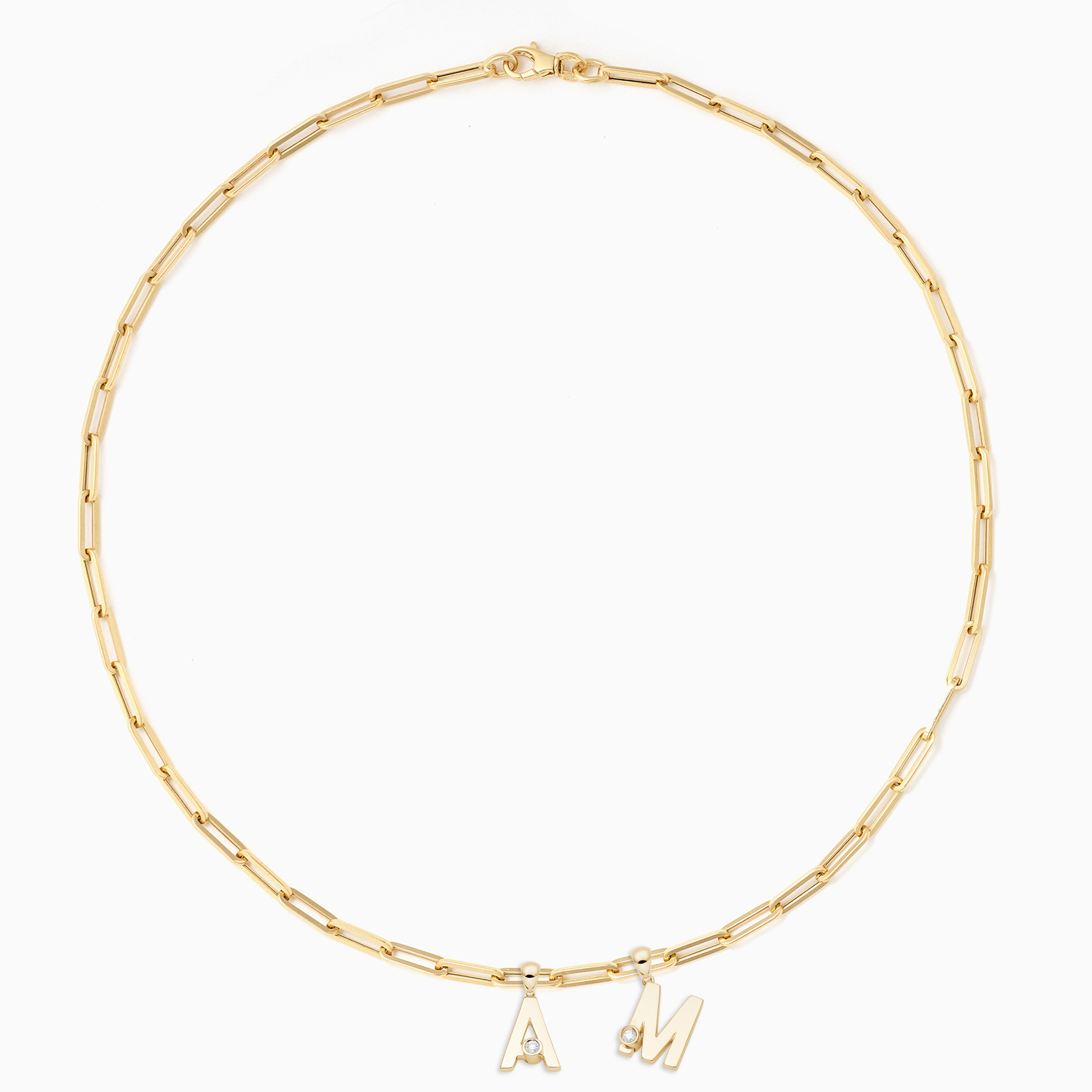 Essential Paperclip chain with 2 joujou charms in 18kt yellow gold