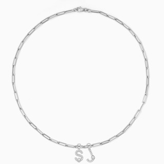 Essential Paperclip chain with 2 diamond Joujou charms in 18kt white gold