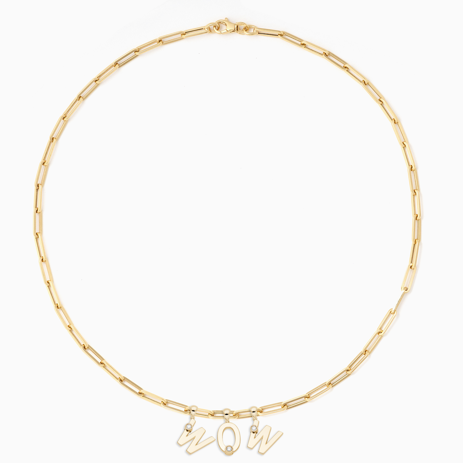 Essential Paperclip chain with 3 Joujou charms in 18kt yellow gold