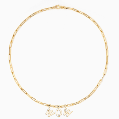 Essential Paperclip chain with 3 Joujou charms in 18kt yellow gold