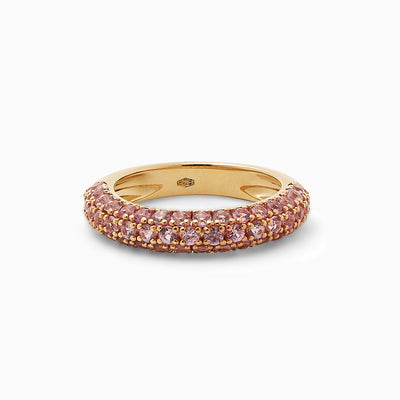 Essential Pink Sapphire Bubble Ring in 18kt yellow gold studded with pink sapphires