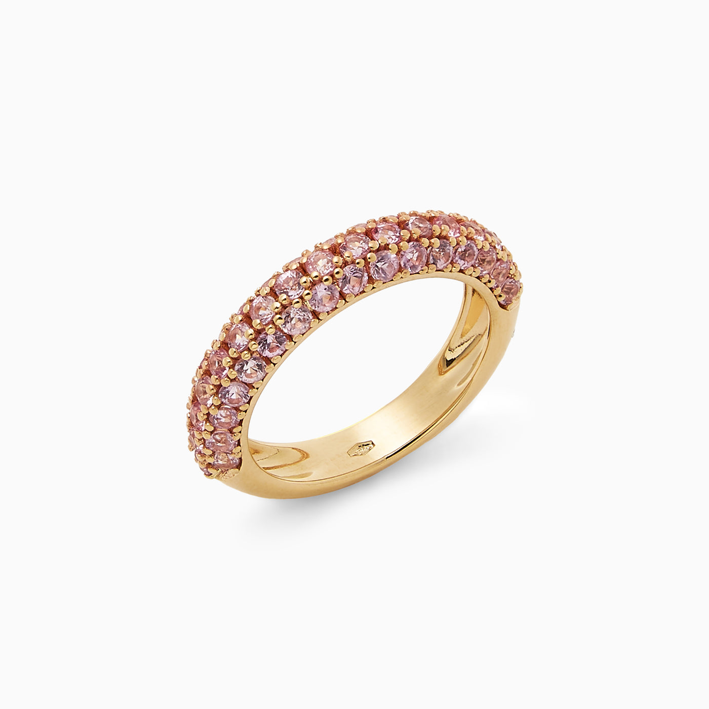 Essential Pink Sapphire Bubble Ring in 18kt yellow gold studded with pink sapphires