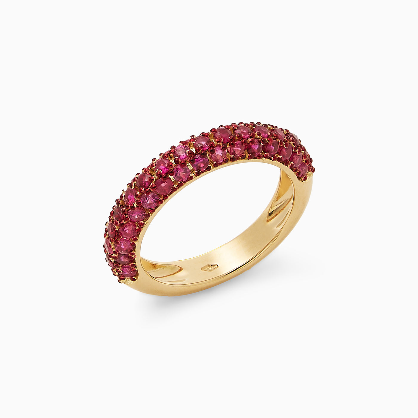 Essential Ruby Bubble Ring in 18kt yellow gold studded with rubies