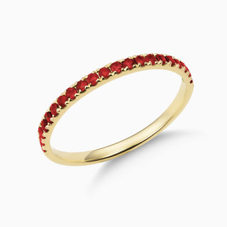 January Garnet 18kt yellow gold slim birthstone bands