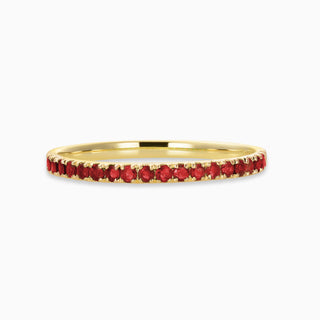 January Garnet 18kt yellow gold slim birthstone bands