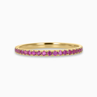 July Ruby 18kt yellow gold slim birthstone bands