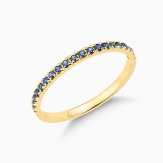 September Sapphire 18kt yellow gold slim birthstone bands