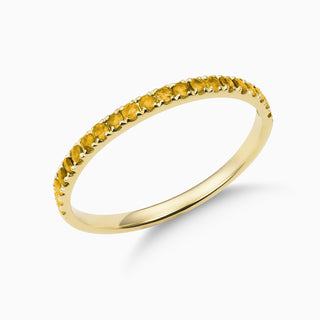 November Topaz 18kt yellow gold slim birthstone bands