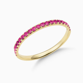 October Tourmaline 18kt yellow gold slim birthstone bands