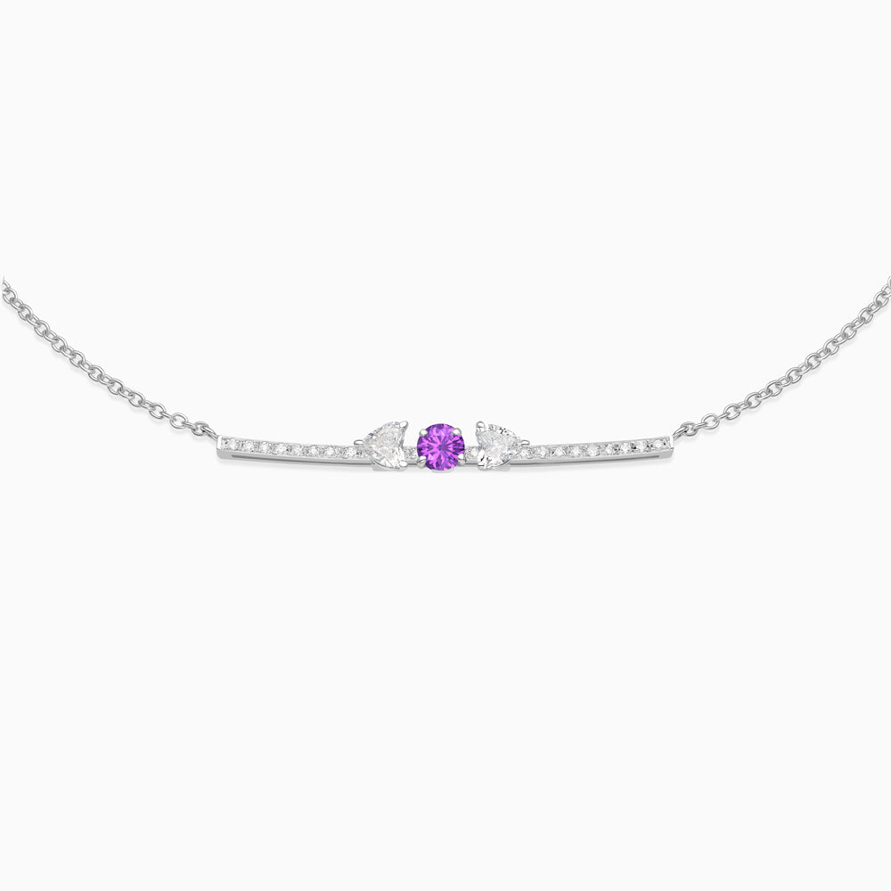 Amethyst with diamond necklace 18kt white gold 