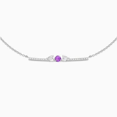 Amethyst with diamond necklace 18kt white gold 