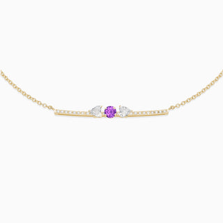 Amethyst with diamond necklace 18kt yellow gold 