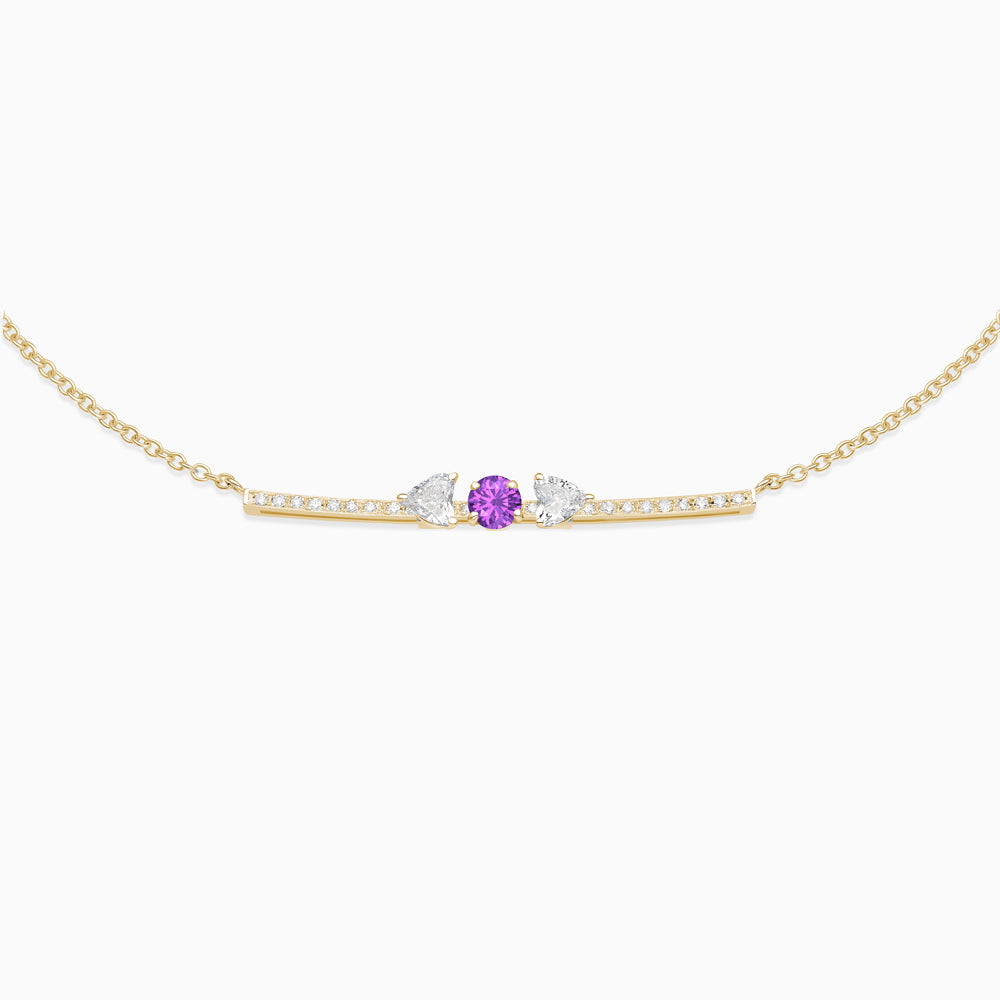 Amethyst with diamond necklace 18kt yellow gold 