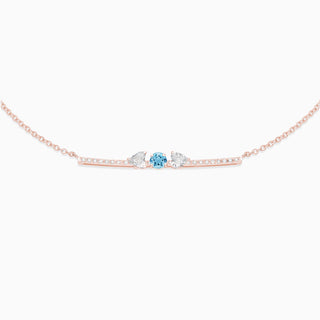 March Aquamarine with diamond necklace 18kt rose gold 