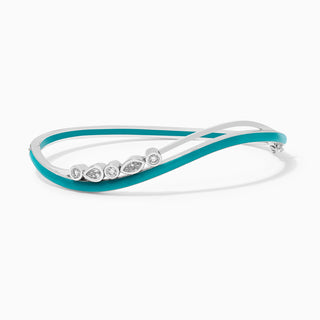 Dizzy Disco Bangle in Electric Teal in 18kt white gold
