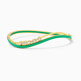 Dizzy Disco Bangle in Kelly Green in 18kt Yellow gold