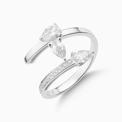 Dizzy Embrace Ring is a pear shaped ring in 18kt white gold