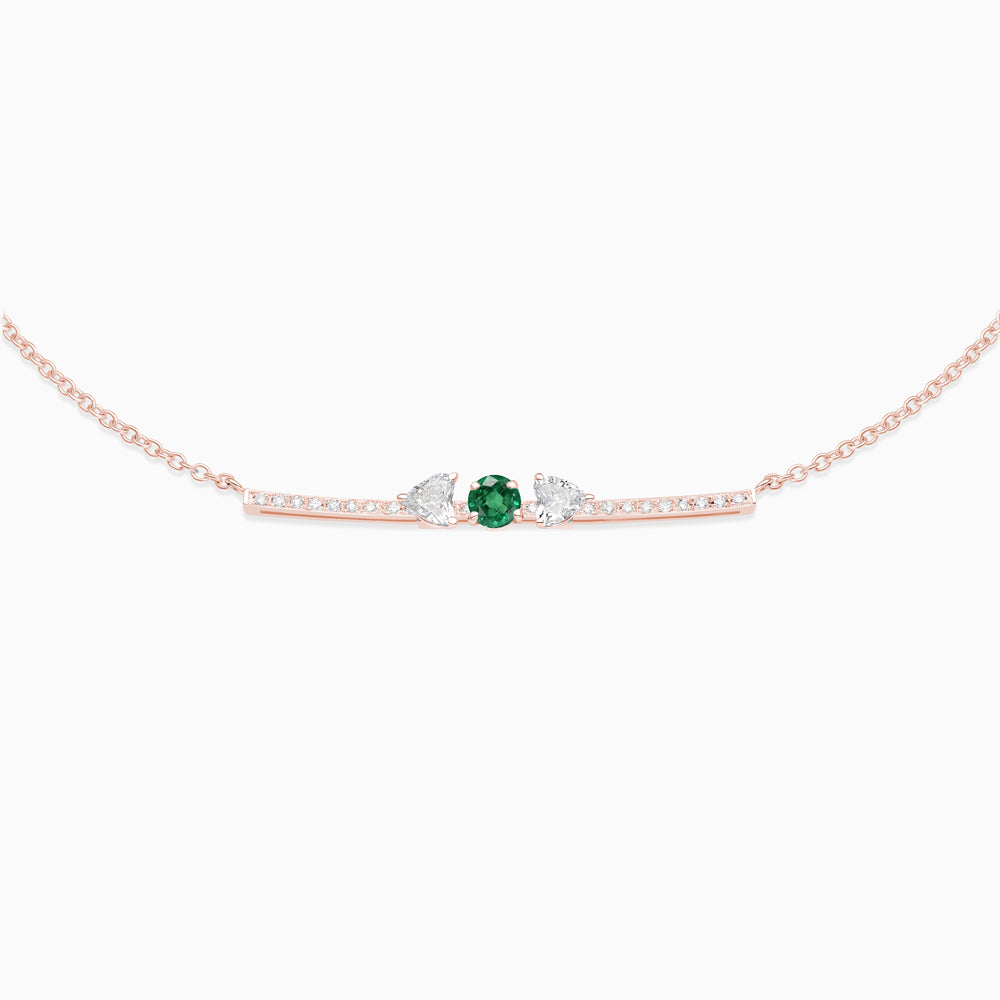 May emerald with diamond necklace 18kt white gold 