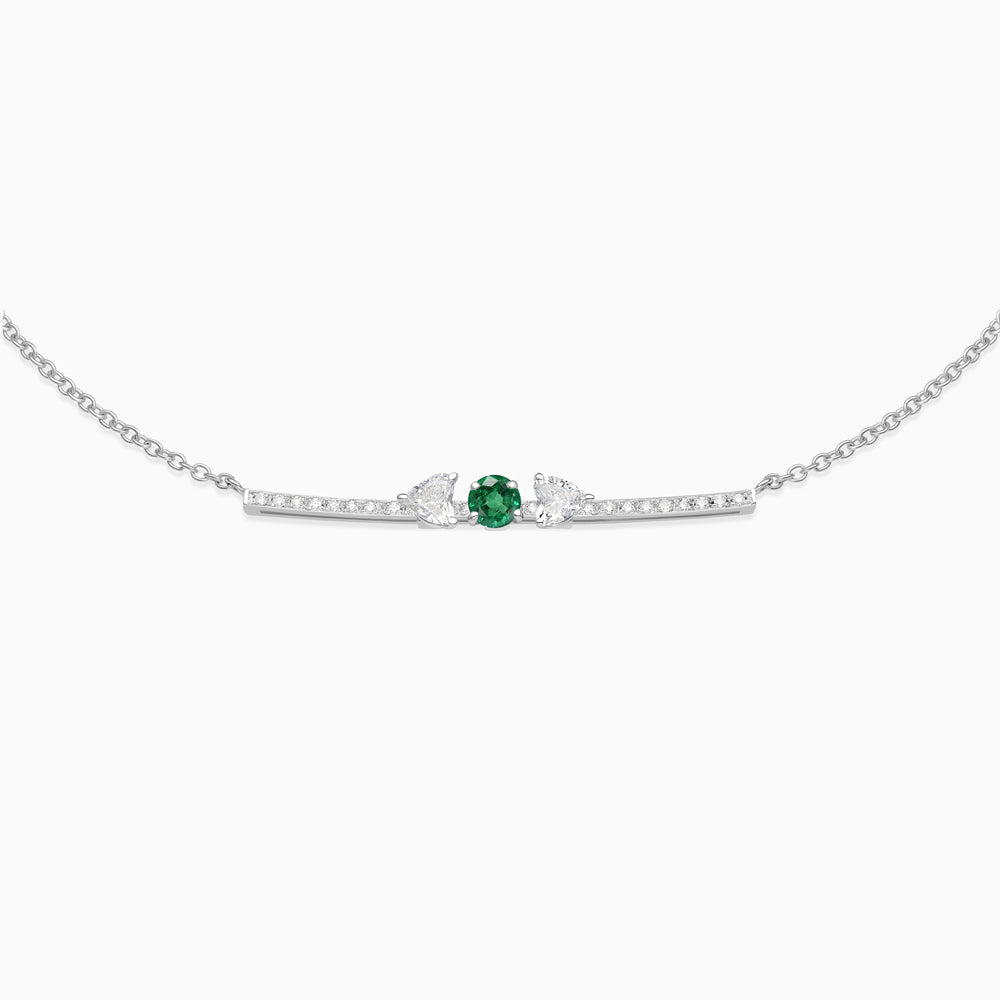 May Emerald with diamond necklace 18kt white gold 