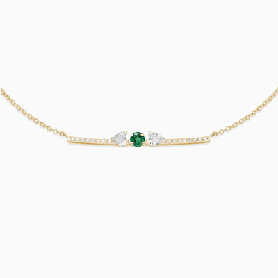 May Emerald with diamond necklace 18kt white gold 