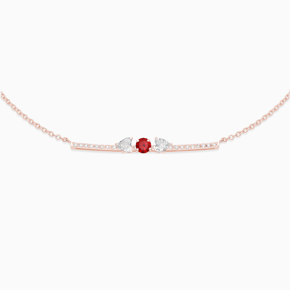 Garnet with diamond necklace 18kt rose gold 