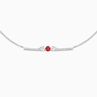Garnet with diamond necklace 18kt white gold 