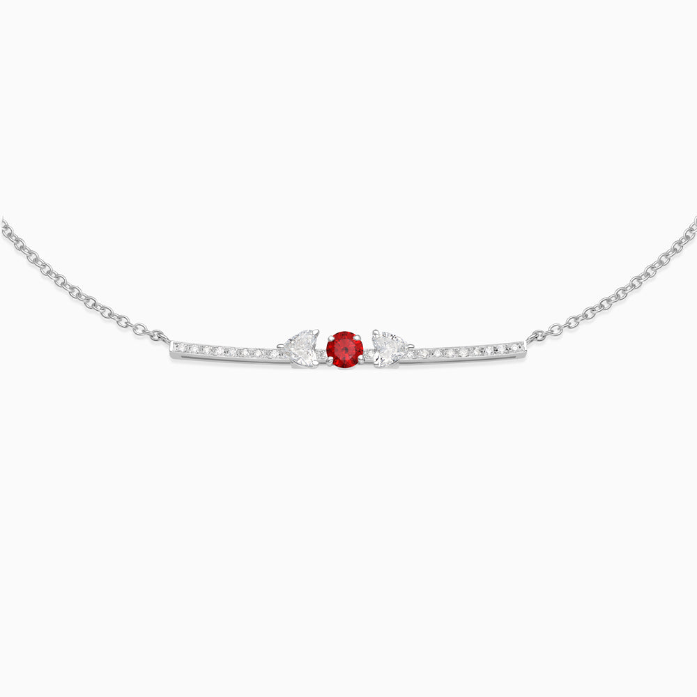 Garnet with diamond necklace 18kt white gold 