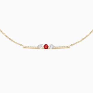 Garnet with diamond necklace 18kt yellow gold 