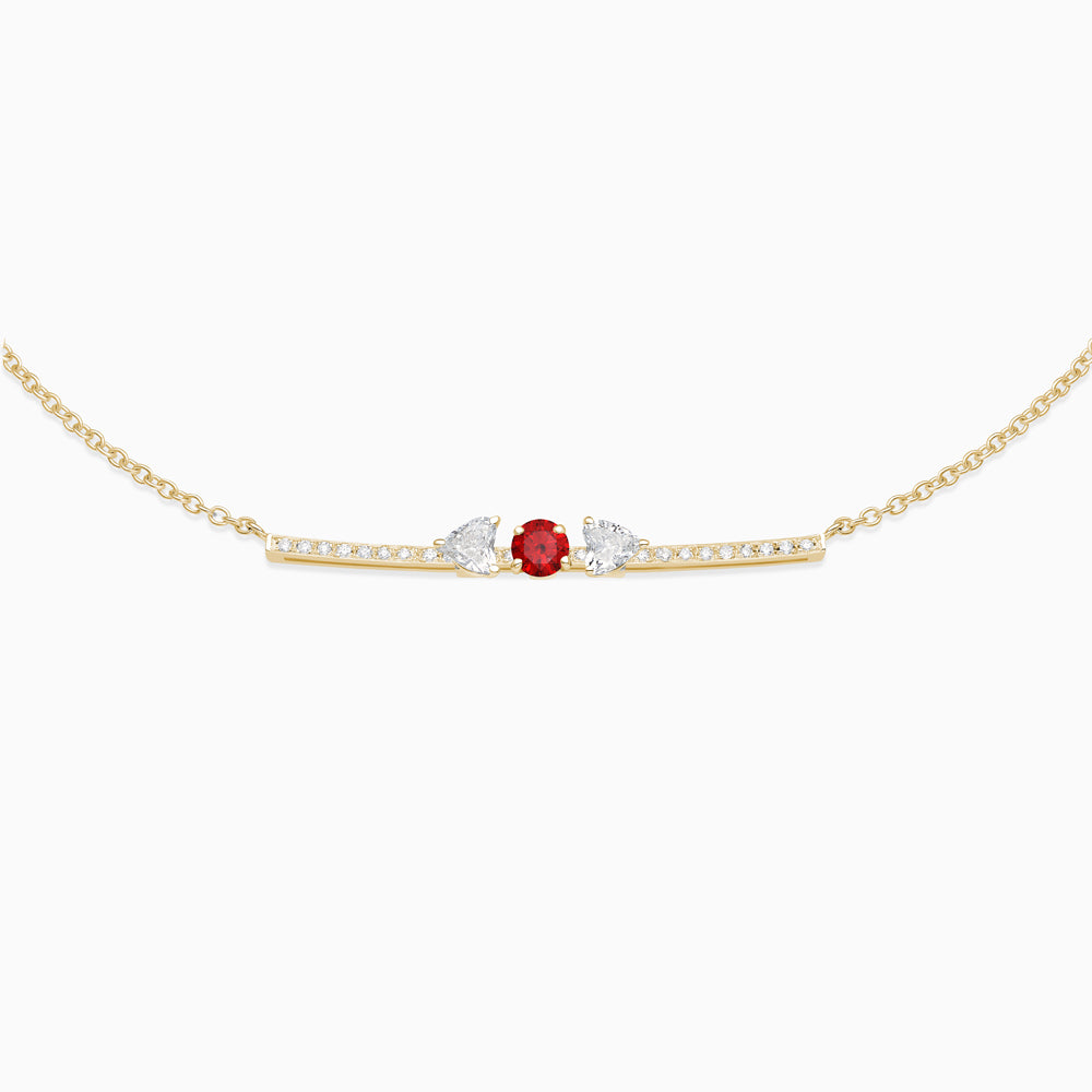 Garnet with diamond necklace 18kt yellow gold 