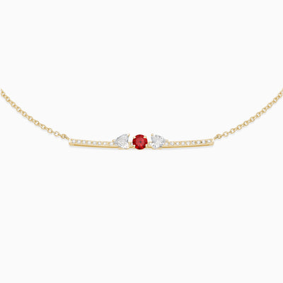 Garnet with diamond necklace 18kt yellow gold 