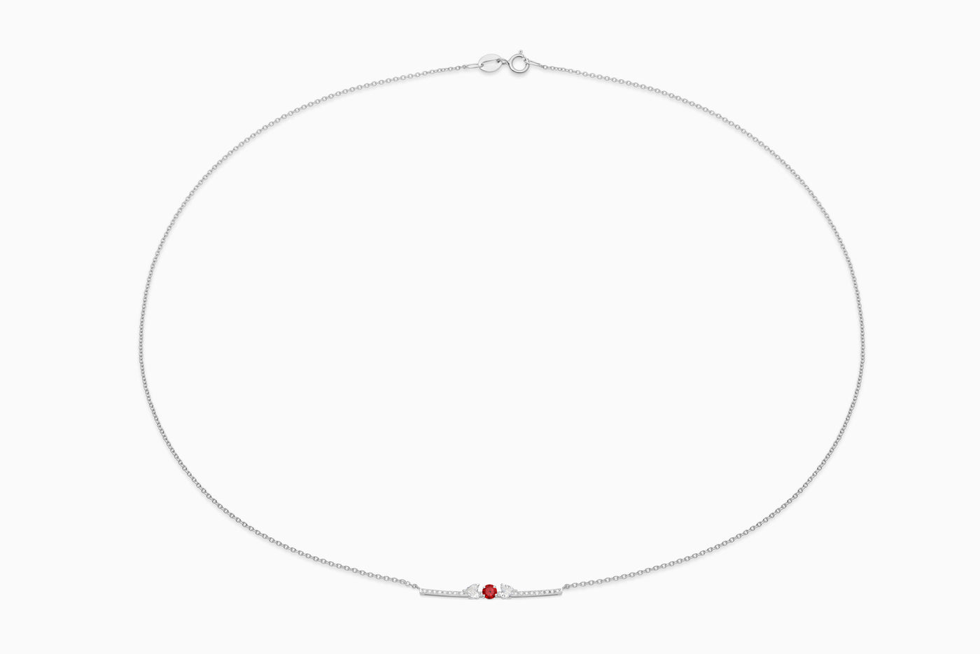 Garnet with diamond necklace 18kt white gold 