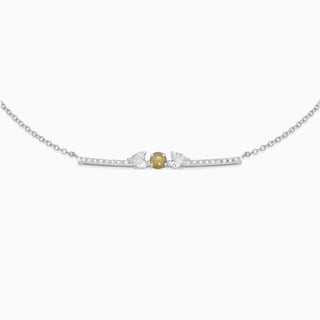 October Opal with diamond necklace 18kt white gold 