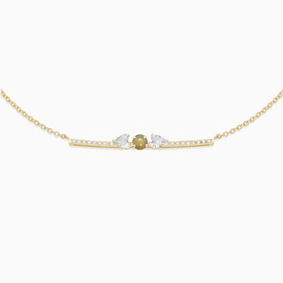 October Opal with diamond necklace 18kt yellow gold 