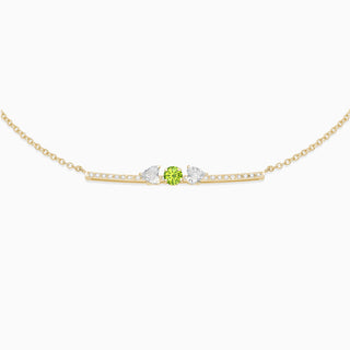 August peridot with diamond necklace 18kt yellow gold 