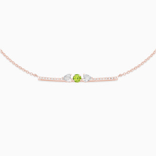 August Peridot with diamond necklace 18kt rose gold 