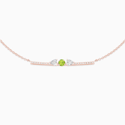 August Peridot with diamond necklace 18kt rose gold 