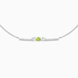 August Peridot with diamond necklace 18kt white gold 