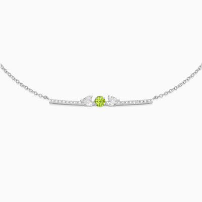 August Peridot with diamond necklace 18kt white gold 