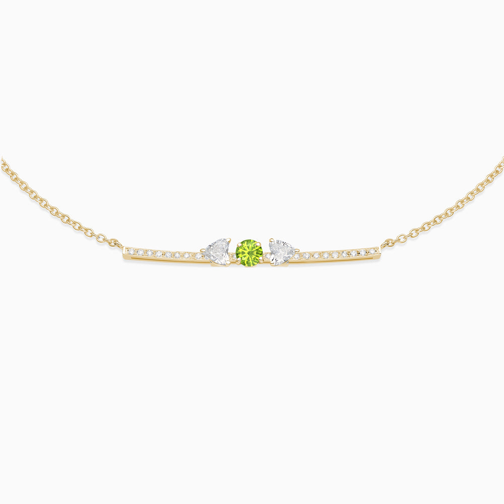 August peridot with diamond necklace 18kt yellow gold 