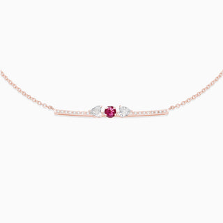 July Ruby with diamond necklace 18kt rose gold 